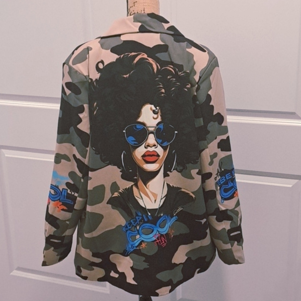 Camo Statement Blazer | Chic Elevated Power Jacket | Plus Size - Picture 4 of 5